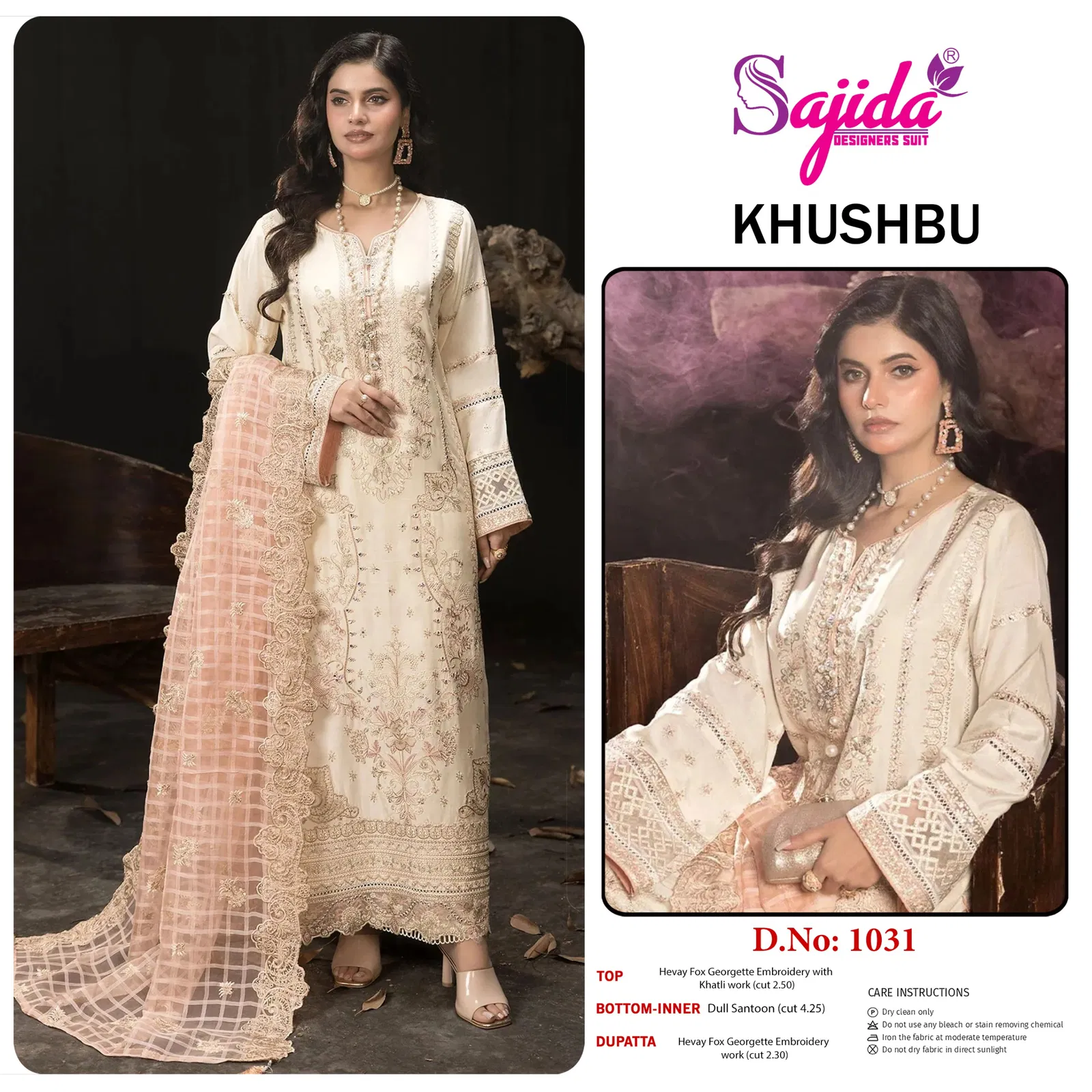 Khushbu By Sajida Georgette With Heavy Embroidered Pakistani Salwar Kameez Wholesalers In Delhi